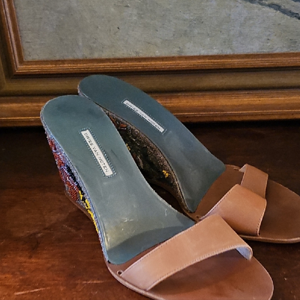 Dries Van Noten Brown Wedge Sandals